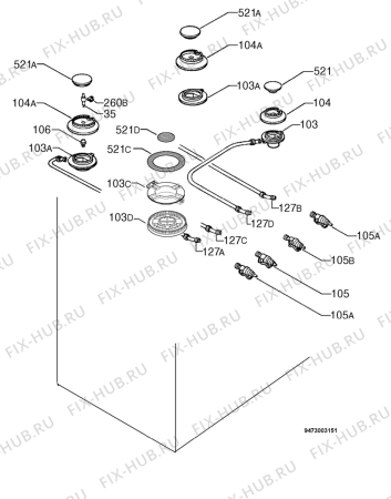 Взрыв-схема плиты (духовки) Parkinson Cowan CSIM509X - Схема узла Functional parts 267